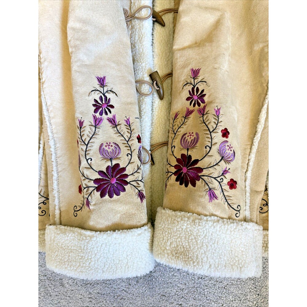 Vintage 90s Embroidered Floral Leather Jacket XL Phoebe Friends Penny Lane - Picture 11 of 15